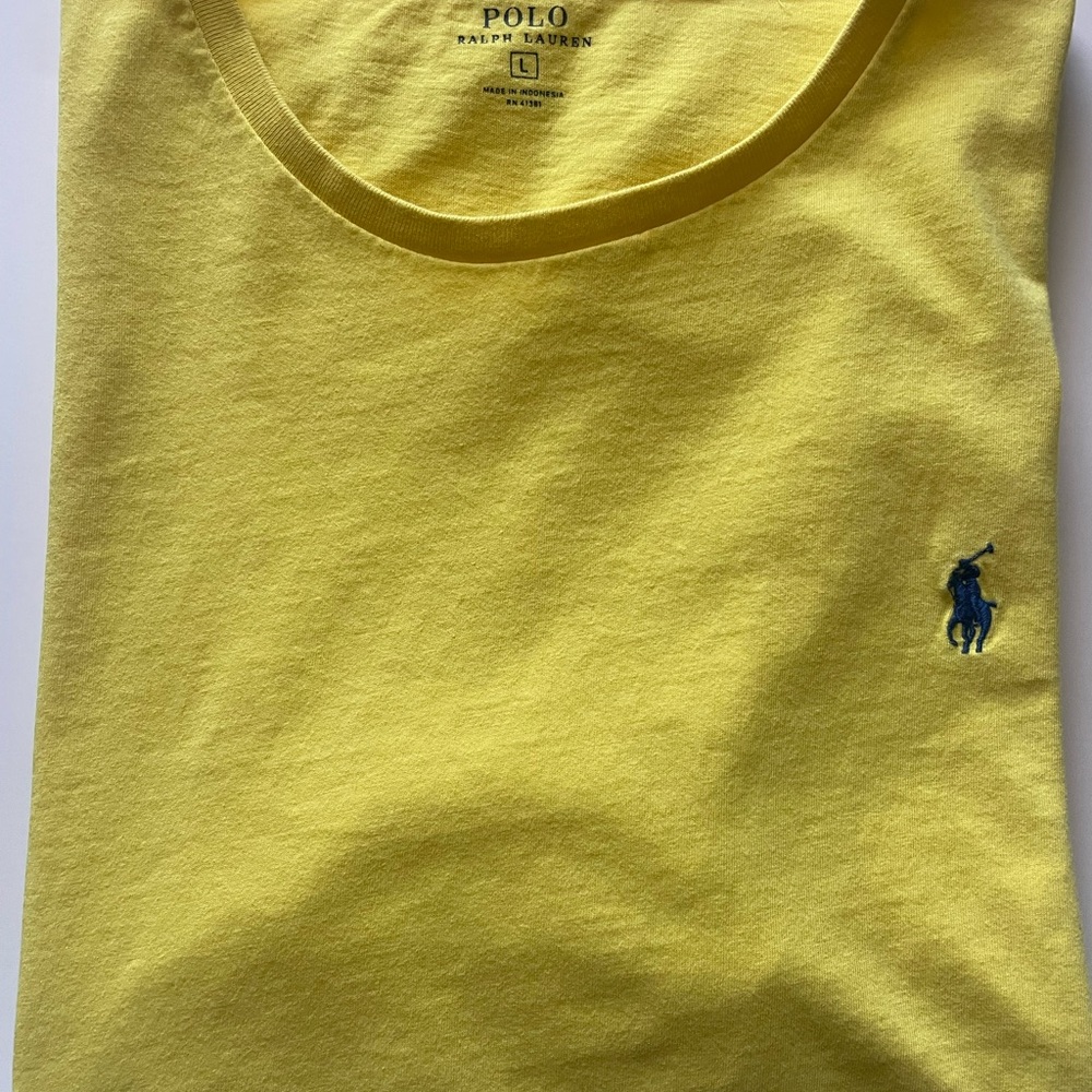 Polo by Ralph Lauren Men's Yellow Crew Neck Shirt
